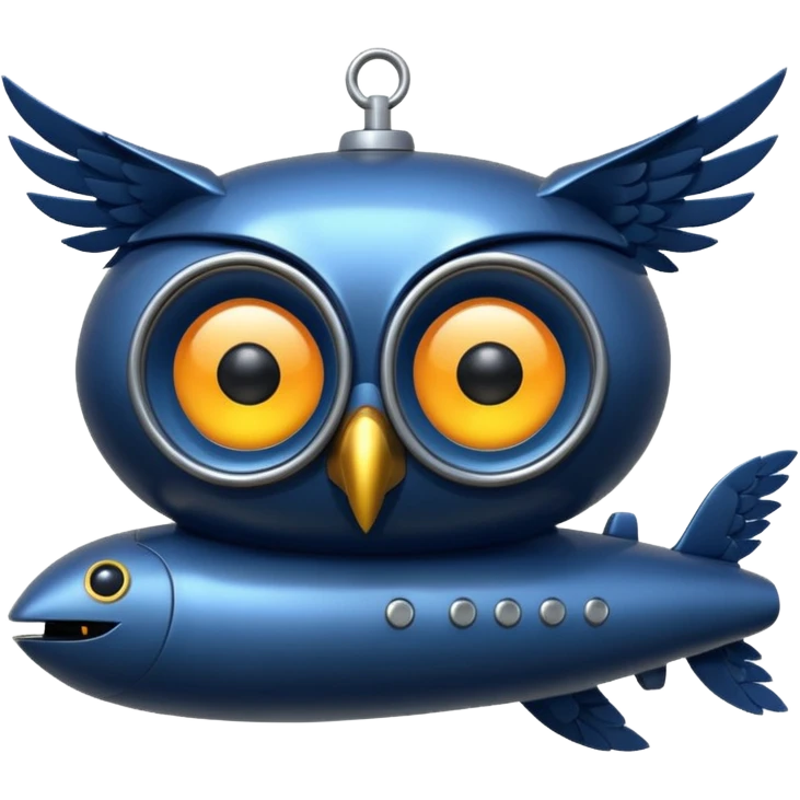 make a submarine with an owl head and wings emoji