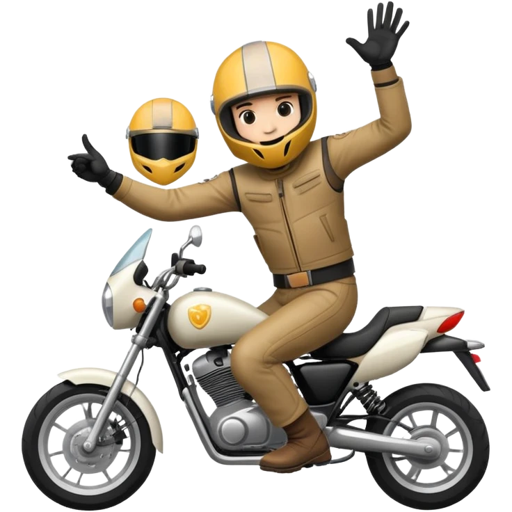 motorcyclist in helmet dancing emoji