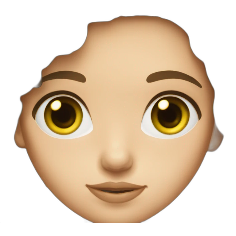 Girl with volume brown hair and green eyes emoji