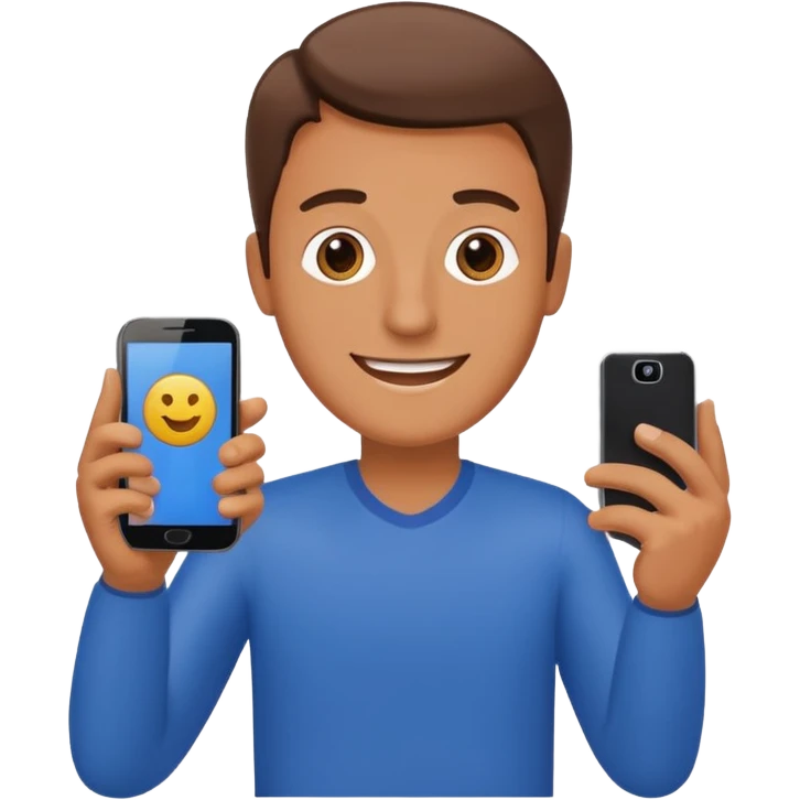 happy man leaving review on google on one phone emoji