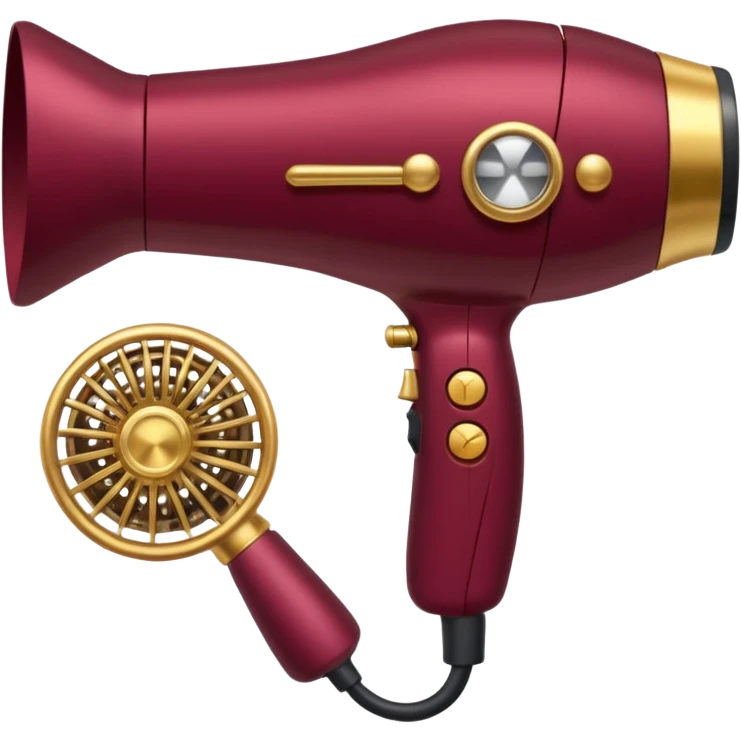 burgundy blow dryer covered in jewelry emoji