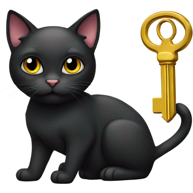 Black cat with a key emoji