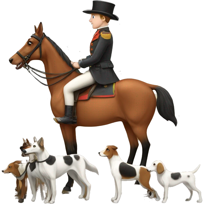 Foxhunting with horses and foyhounds emoji