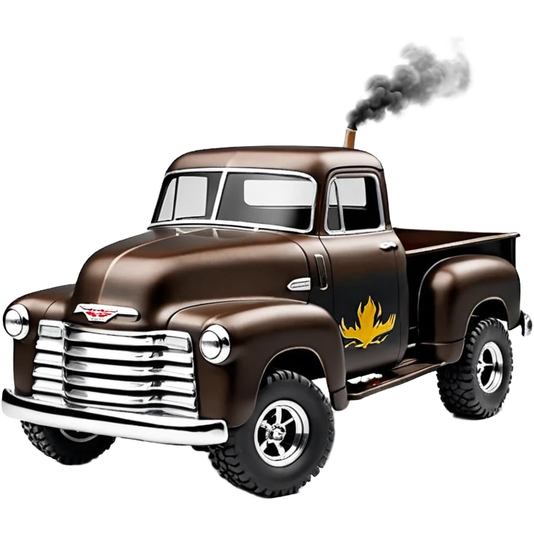 1:10 off-road lcg smoking rusting Arrma Traxxas Basher Wednesday Adam’s 1954 blackened tarnished hotrod utility streamlined anime Chevrolet extended cab rc pickup (extra wide low-profile pin tires chrome wheels with fenders) emoji
