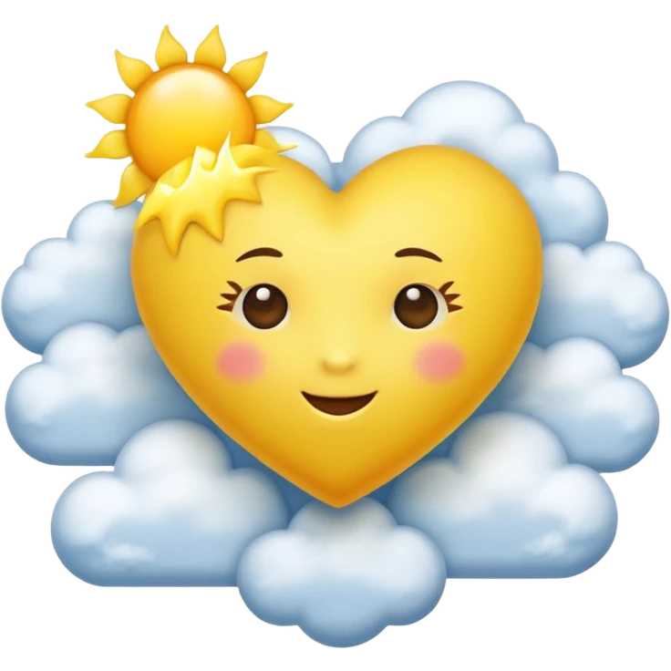 yellow heart with a sun and clouds emoji