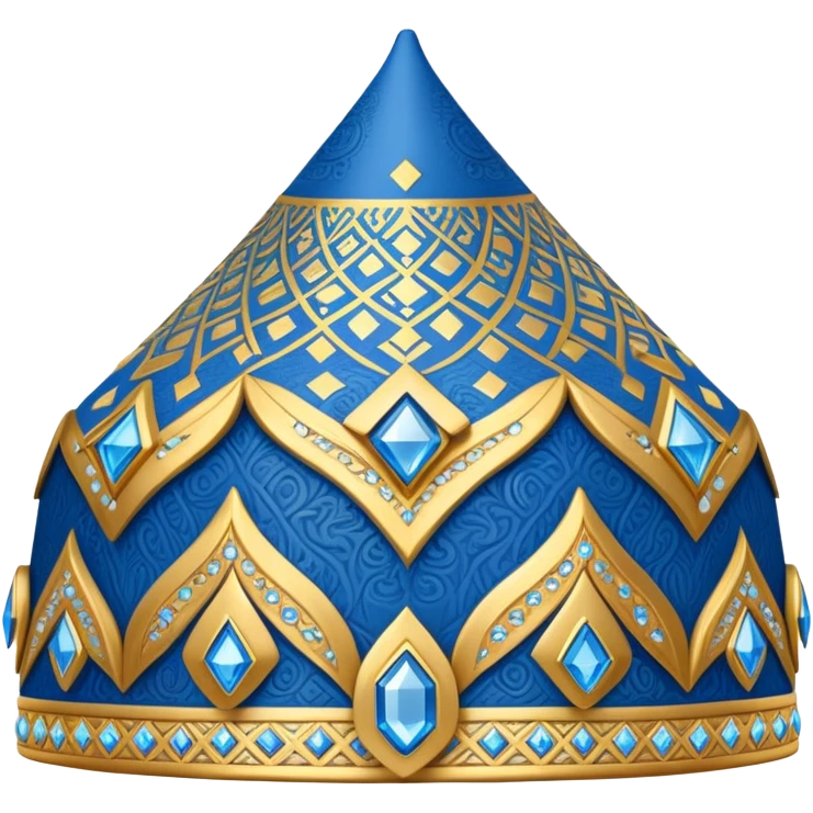 Samarkand style doppa hat with diamond patterns in blue and gold emoji