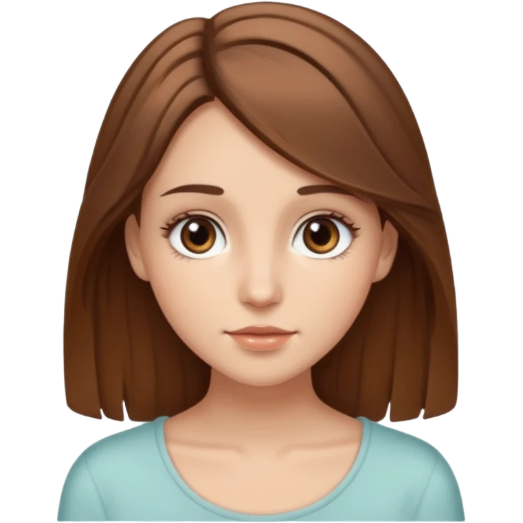 White/tan Girl with flowy brown hair with subtle highlights, slightly big brown eyes and long eyelashes emoji