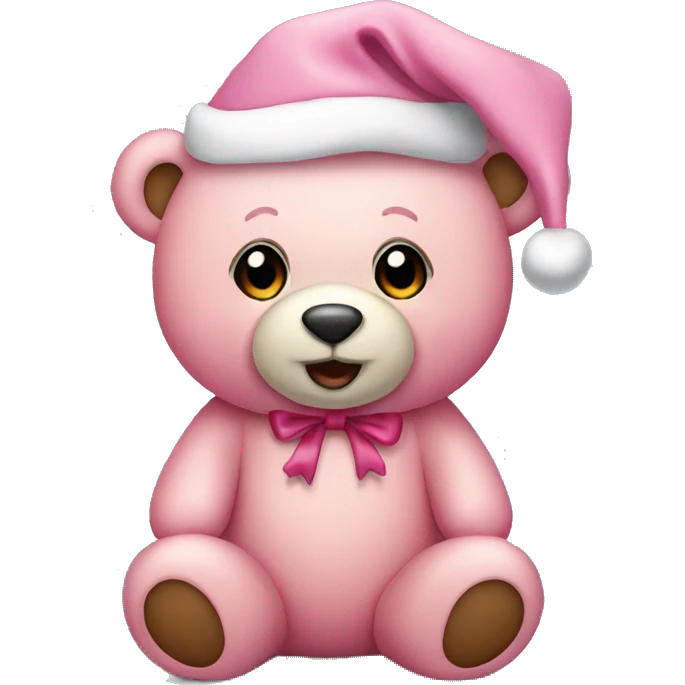 Pink Christmas teddy bear emoji