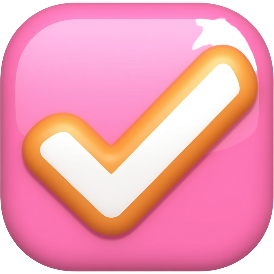 emoji check de couleur rose/orangé ajoute une coche blanche emoji