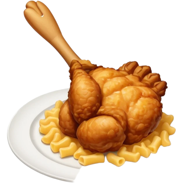 drumstick chicken with mac and cheese on the side on a plate emoji