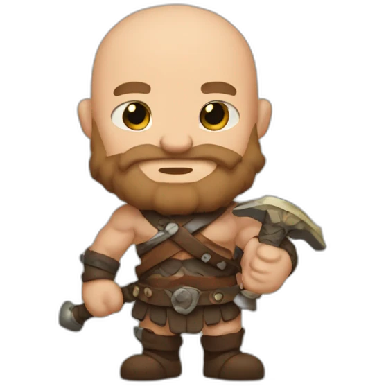 bald bearded barbarian with sword emoji
