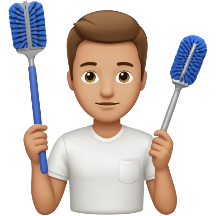 man holding toilet brush emoji