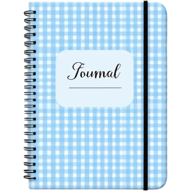 Cute  journal cover, pastel blue gingham pattern
Handwritten feminine typography, soft aesthetic, cozy girl vibe
Clean product mockup, minimal shadows, lifestyle stationery style emoji