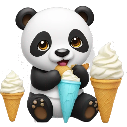 Panda eating ice cream emoji
