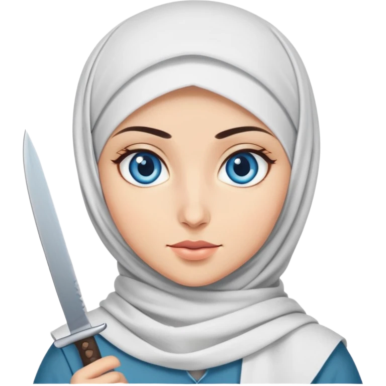 Turkish beautiful finish Konya girl blue eyes with hijab and with a knife  emoji