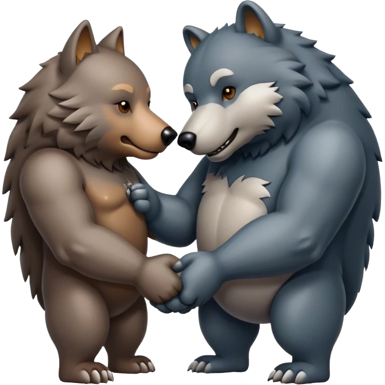 Wolf and Bear shake hands emoji