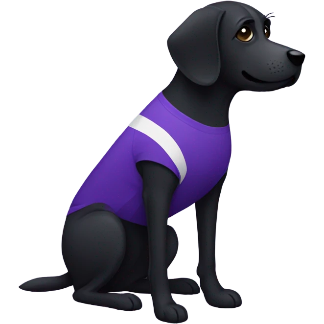 black dog wearing a purple jersey emoji