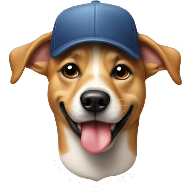 dog sticking out his tongue with a cap emoji