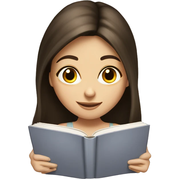 pretty brunette caucasian girl reading a book emoji