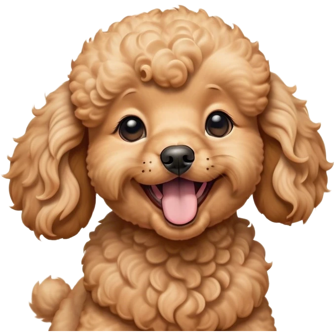Cinematic Cute Yawning Apricot Poodle Portrait Emoji, Head tilted slightly with a dramatic, wide-open yawn, displaying a soft, curly apricot Fur with delicate texture, floppy ears slightly drooping, round warm eyes barely open in drowsy contentment, Simplified yet irresistibly adorable features, highly detailed, glowing with a soft, cozy glow, high shine, relaxed yet expressive, stylized with a touch of whimsy, bright and endearing, soft glowing outline, capturing the essence of a sleepy yet affectionate companion, so drowsy it feels like it could stretch right out of the screen and curl up for a nap! emoji