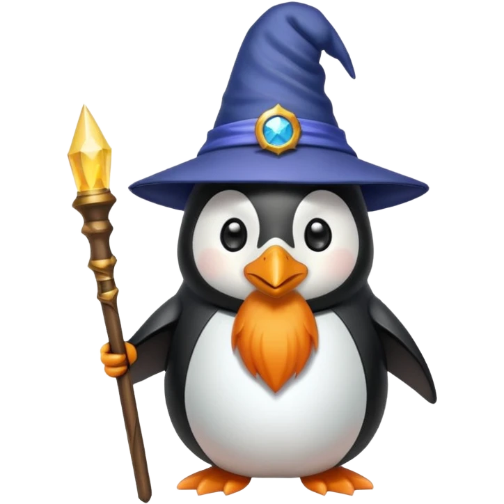 Penguin being a wizard emoji