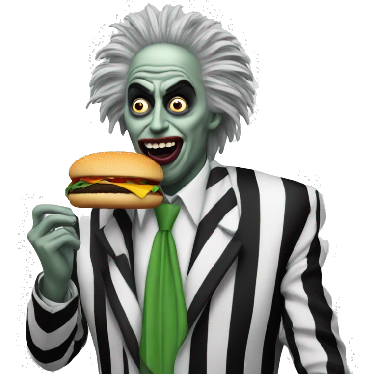 Beetlejuice eating a burger emoji