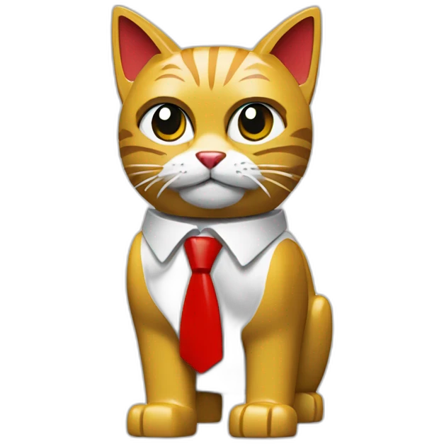 LEGO cat with red tie with keyboard emoji