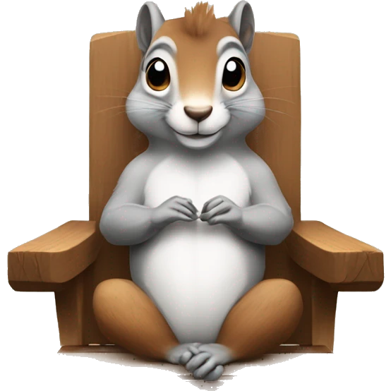 Meditating squirrel sitting on wooden chair with eyes closed emoji