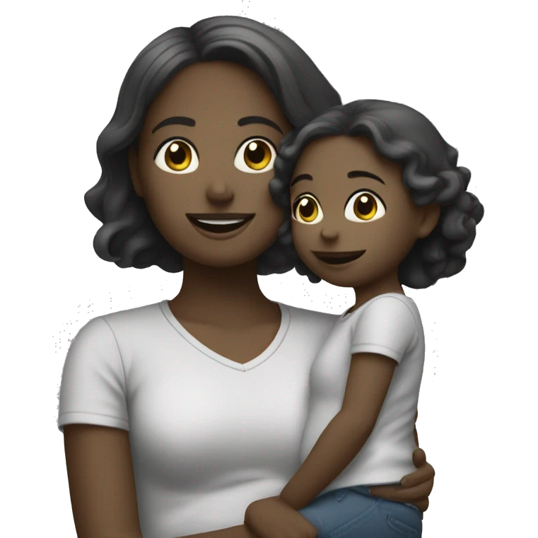  Mommy and her daughter bonding in greyscale emoji