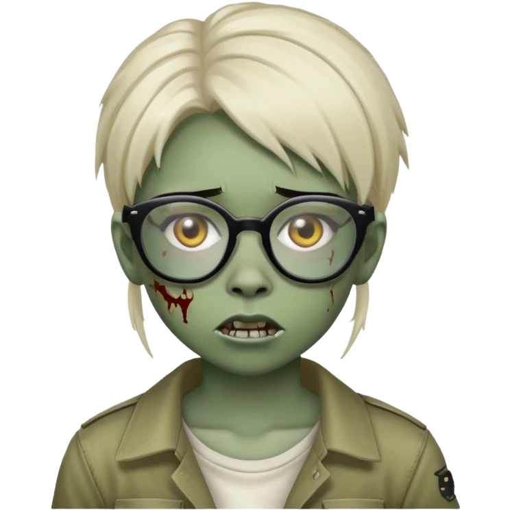 zumbi girl with tomboy hair and glasses emoji