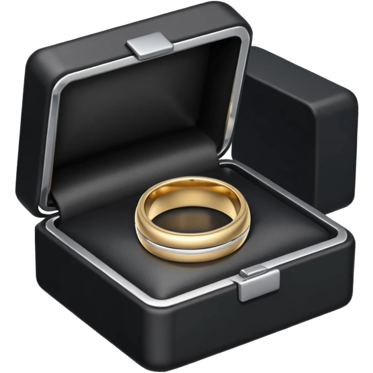 Silver men wedding ring with 2 lines rigged in the middle in a black box emoji