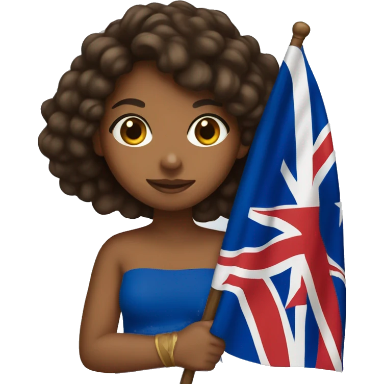 Brown girl holding Samoan flag emoji
