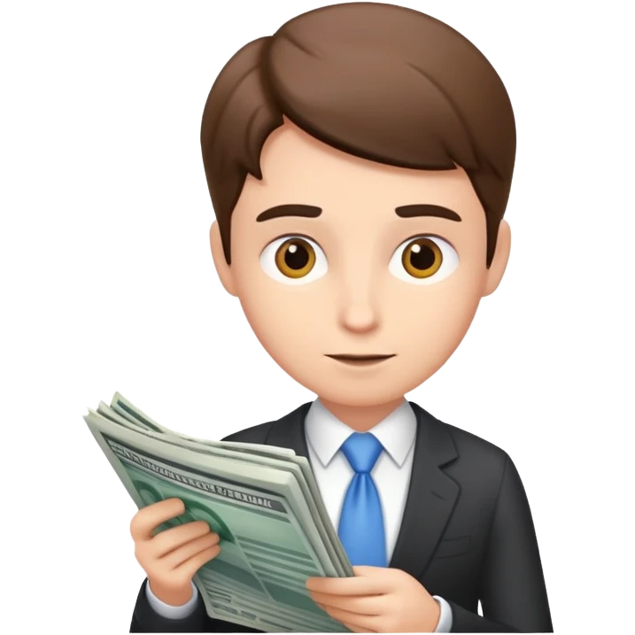 Business person reading financial news emoji