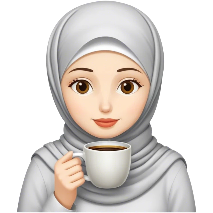 a white skin hijab woman drinking coffee emoji