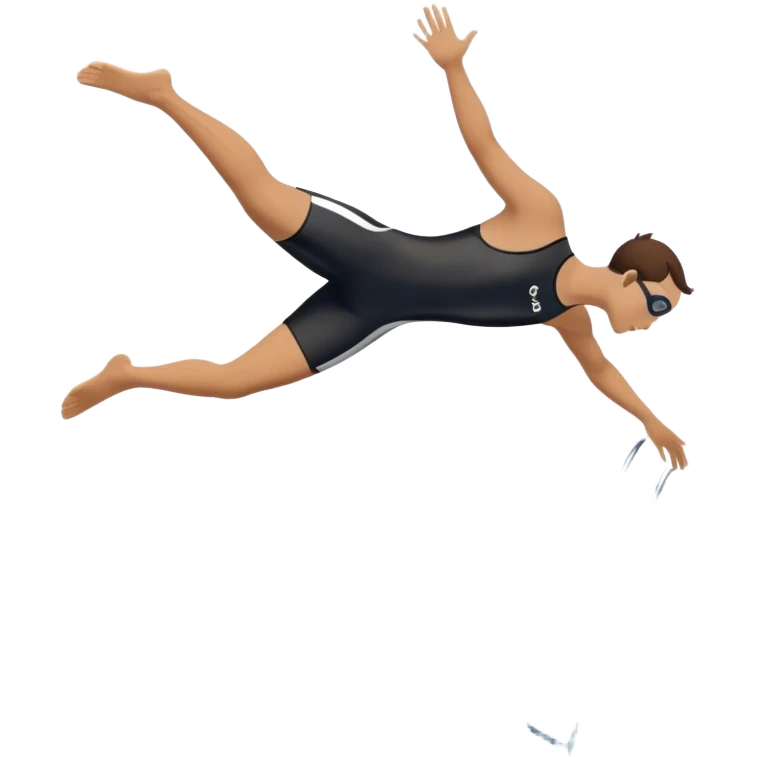 A diver mid-air after jumping off a diving pool,  Below them, a pool labeled "Confidence", with ripples forming. A subtle 5-4-3-2-1 on the diving board shows they took the leap despite fear. emoji