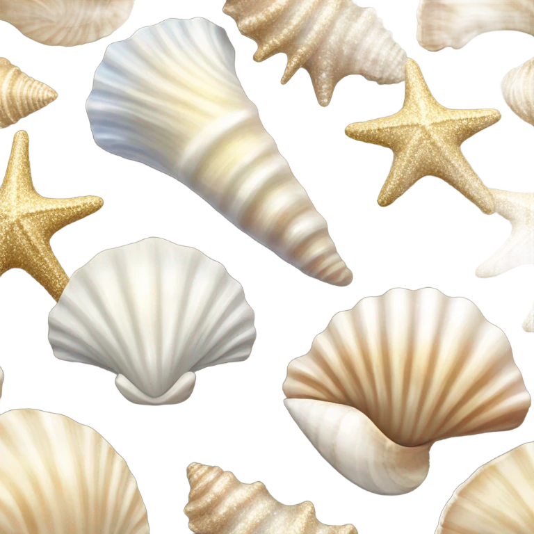 sparkly sea shell white gold and cream colours emoji