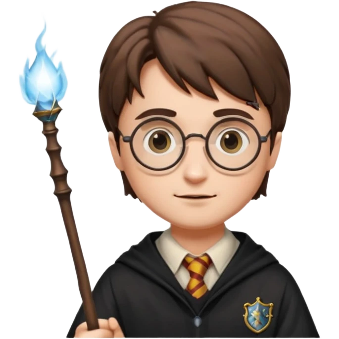 Harry Potter with a wand emoji