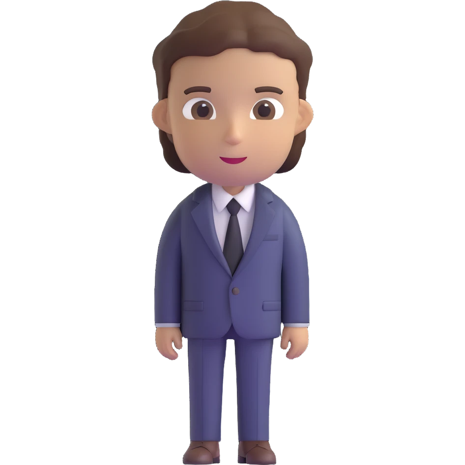 corporate person with brown hair, suit emoji