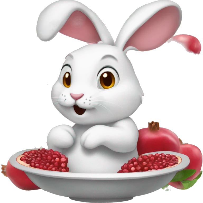 white rabbit eating pomegranate emoji