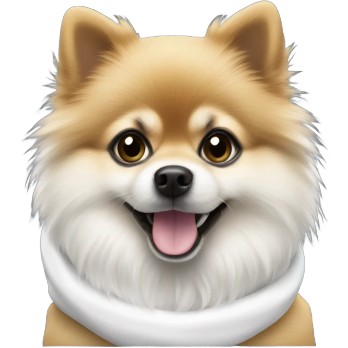 White and black Pomeranian in a hoodie emoji