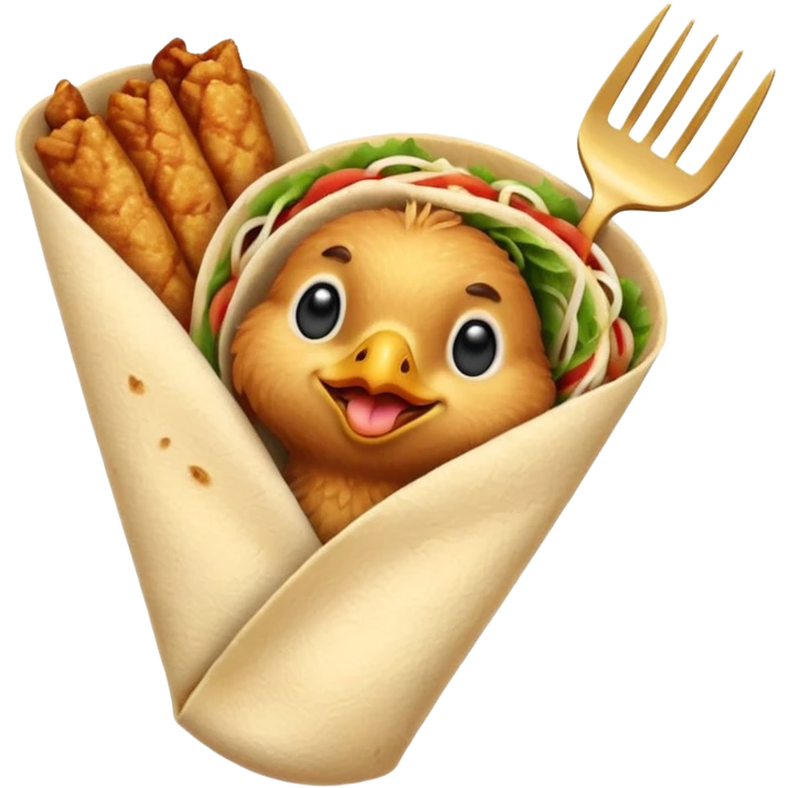 fork holding a chicken wrap emoji