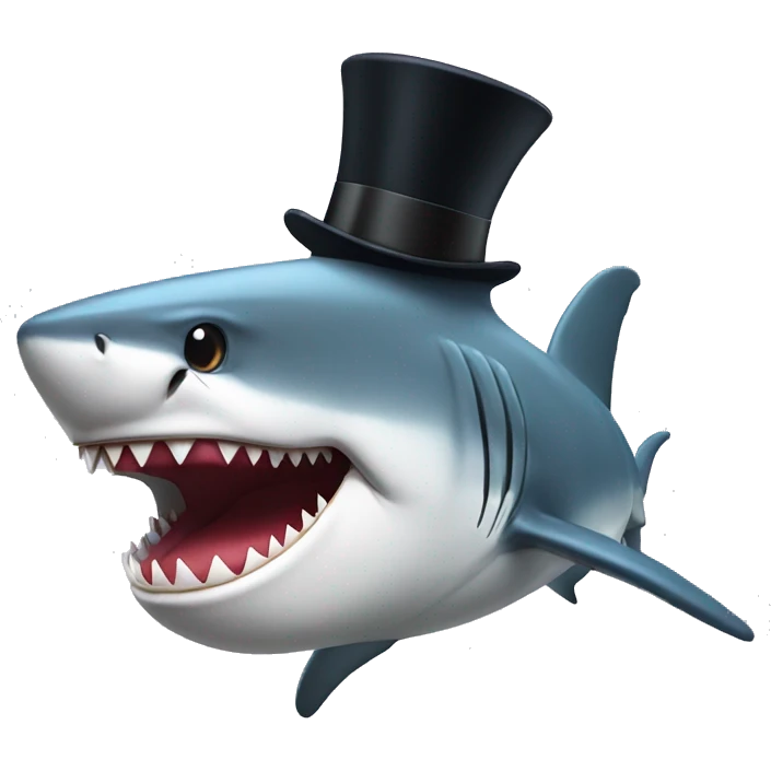 Shark with a top hat emoji