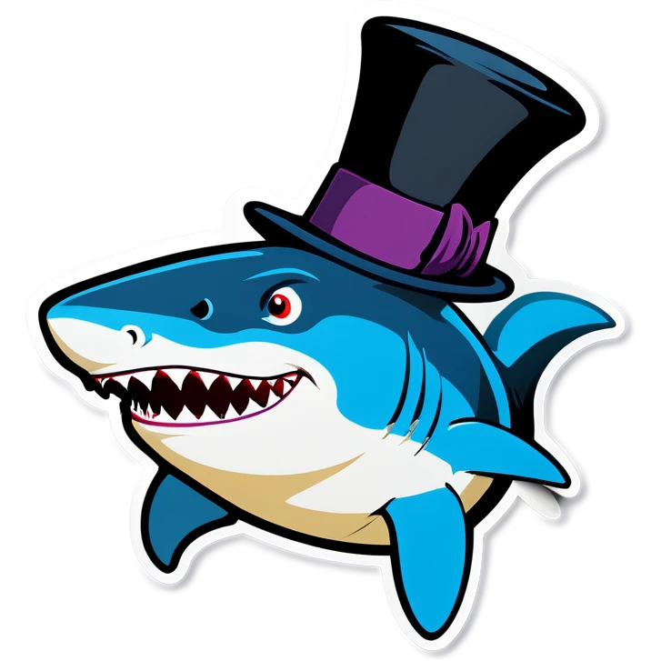 Shark with a top hat emoji