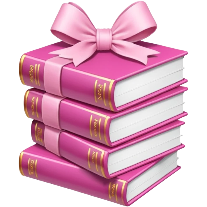 Pink Books stacked up and tied together by a white bow emoji