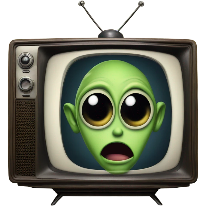 a realistic alien on a vintage TV screen emoji