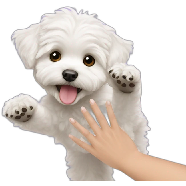 a white maltipoo high five emoji