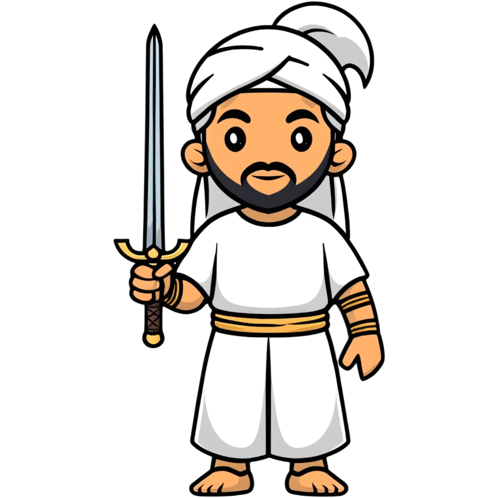 ancient Arab man with a sword on his shoulder emoji