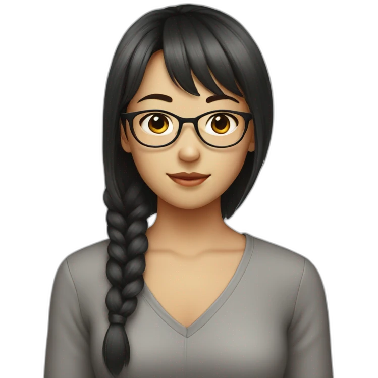 wearing glasses,bangs,Chinese girl,middle hair emoji