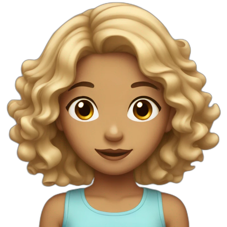 Cute tan girl with wavy black hair emoji