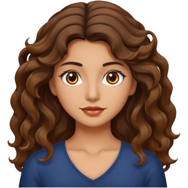 Morena com cabelo ondulado nas pontas  e de pelo um pouco bronzeada emoji